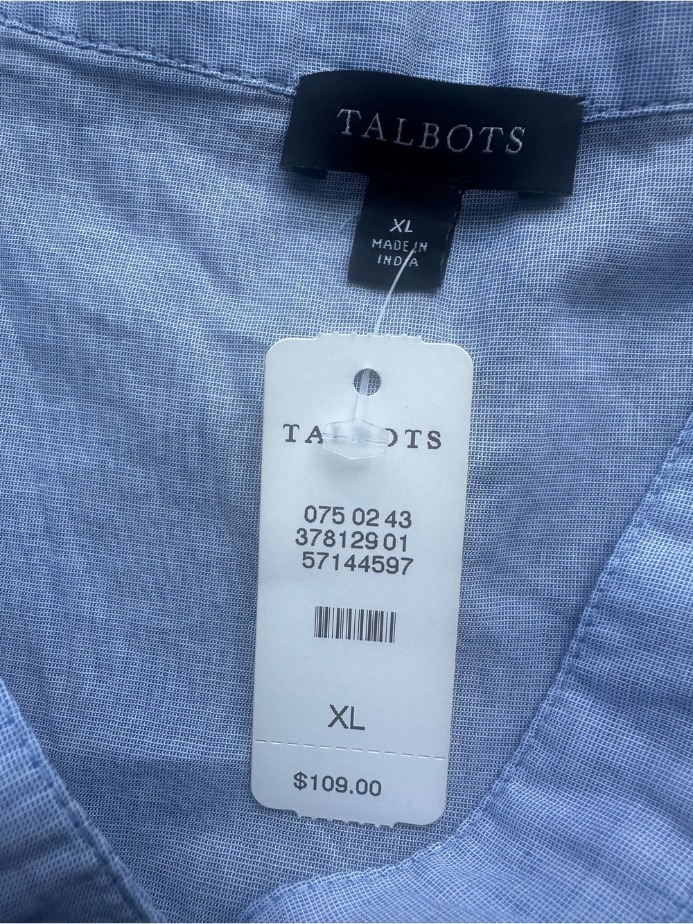 Talbot’s EMBROIDERED CHAMBRAY TOP NWT XL - Picture 7 of 8